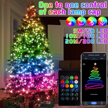 Pomul de crăciun RGB Lumini Inteligente de Control Bluetooth USB LED String Lampă în aer liber App Control de la Distanță Ghirlanda de Lumini Zână Decor
