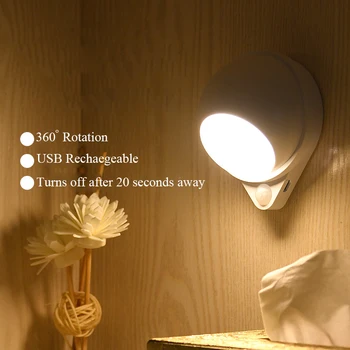 Potabilă Senzor de Mișcare fără Fir Lumina de Noapte LED-uri USB Reîncărcabilă lampă de Noapte Pentru Dulap de Bucătărie Garderobă Lampa cu Detector de Lampă de Perete