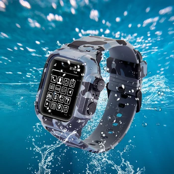 Potrivit pentru Apple Watch Series6 / SE Apple Watch 5 4 3 44/42/40/38mm sport rezistent la apa curea scufundări curea silicon caz
