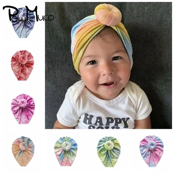 Powmuco 9 Culori Respirabil Cravată-vopsite Bumbac Pălării de Moda cu Balonul Rotund Fete pentru Copii Capace Manual Gogoasa Capotei Accesorii de Îmbrăcăminte
