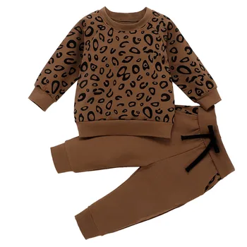 Primăvara și Toamna baietel Stabilită de Îmbrăcăminte pentru nou-Nascuti Leopard de imprimare de Top + Pantaloni Casual Infant Romper Haine pentru Copii din Bumbac Costum 1-6Y