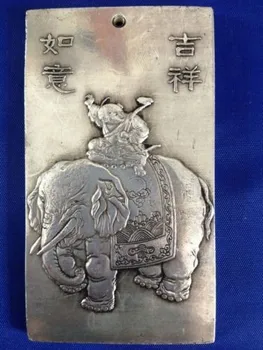 Rafinat Chineză Argint Tibetan Statuie Elefant 