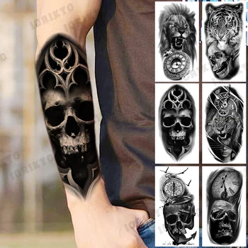 Realist Craniu Spini Tatuaje Temporare Pentru Bărbați Adulți Tigru Leu Busola Ancora Tatuaj Fals Realist Body Art Decor Tatoo