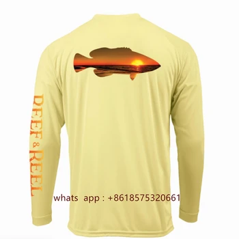 Reef&reel Barbati Camasi de Pescuit de Vară Uscat Rapid Maneca Lunga Performanță Haine Camisa De Pesca Respirabil Pescuit Îmbrăcăminte