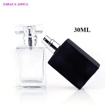 Retial 30ml Mare Capacitate Negru Sticle de Parfum 2 buc/lot Clar de Călătorie Spray Parfum Sticle de Sticlă