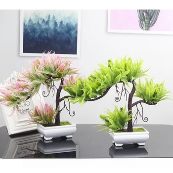 Retro Artificiale Plante Ghivece Cu Spray De Culoare Flori False Bonsai Pentru Hoom Decorarea Camerei De Grădină, Balcon Decor De Bun Gust Ornamente