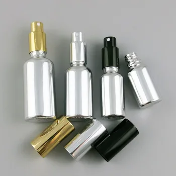 Reîncărcabile de Argint Flacon de Sticlă Cu Aur Negru de Argint Pulverizator 10 ml 30 ml 50 ml 100 ml 1OZ Silver Parfum Recipiente de Sticlă
