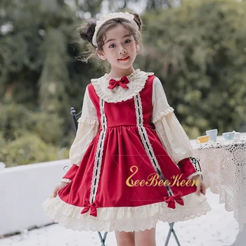 Rochie de printesa Pentru Fata Dulce Lolita Costum Drăguț Fete Lolita OP Menajera Cosplay Dress Copii Anime Costum de Halloween Pentru Copii