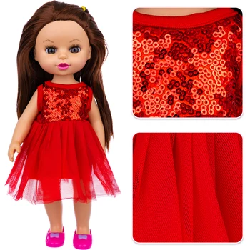 Rochie rosie+35cm Papusa Cadou Pentru Fete pentru Copii de Jucarie Mini coafura Drăguț Papusa Copii Fete