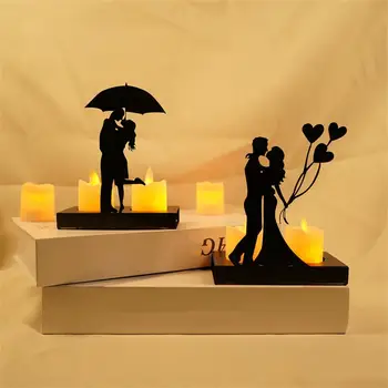 Romantic Sfeșnic Frumos aspect Rafinat Cuplu Silueta lumina Lumânărilor Decorative Titularul Home Decor Decor de Nunta