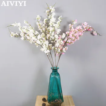 Romantic artificiale cherry blossom plante cu flori de mătase de culoarea piersicii DIY nunta garden home decor nou acasă buchet de flori