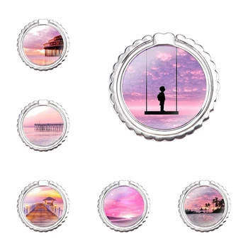 Roz drăguț kawaii cer spațiu Sunset Cloud Art Inel de Telefon Mobil Titularul Deget Inelul Suport Kickstand Metal Suport de Prindere