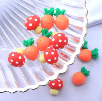 Rășină de Simulare Mini 3D Ciuperci Morcov Farmece Drăguț Zână Grădină Miniaturi Alimente Cabochons Ambarcațiuni Pentru Păpuși Jucărie Accesoriu