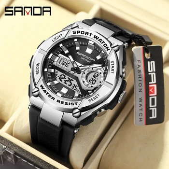 SANDA Brand de Top Sport Bărbați Ceasuri Militare Cuarț Om Impermeabil LED-uri Digitale Ceas de mână pentru Bărbați Ceas relogios masculino
