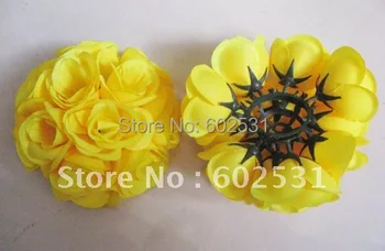 SPR 15cm nunta de mătase saruta floare minge-galben,celebrare decorare flori minge,partidul decor floare minge