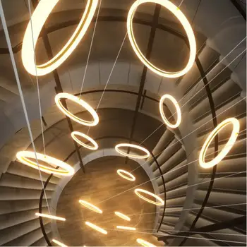 Scara lungă lampă de pandantiv Nordic modern, simplu atmosfera living creative villa inel dublu lămpi