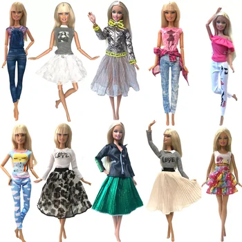 Se amestecă Manual Tinuta de Moda Rochie Casual Rochie Topuri Strat Fusta Haine pentru Barbie Accesorii Papusa de Jucarie pentru Copii JJ