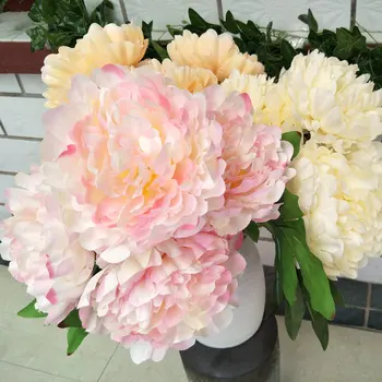 Simulare cu Cinci capete Mari Bujor Flori Artificiale Buchet de Flori de Nunta Perete Drum Duce Decor de Flori de Mătase Accesorii pentru Casa