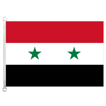 Siria drapelul național,90*150CM dimensiuni, 120g/m2 tricotate din poliester tesatura,cu două inel D