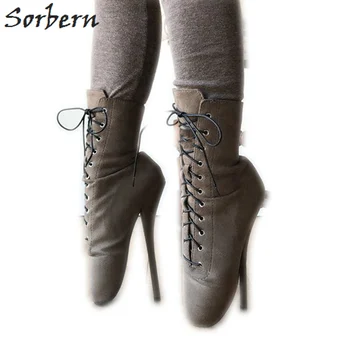 Sorbern 7 Inch Toc Glezna Cizme De Balet Papuceii Femei False Piele Dantela Sus Glezna Cizme Exotice Pantofi De Culori Personalizate De Dimensiuni Mari 15