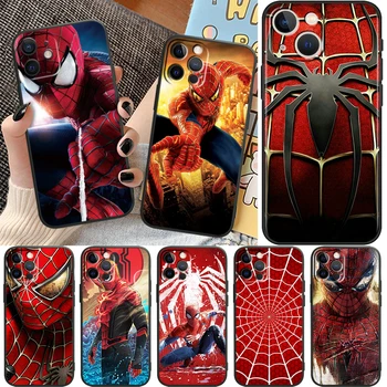 Spiderman Marvel Telefon Caz Pentru Apple iPhone 14 13 12 11 Pro Max Mini XS Max X XR 7 8 6 Plus Moale TPU Capacul Negru Shell Capa