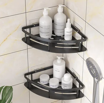 Stantare spațiu liber de aluminiu raft toaletă trepied baie raft de depozitare montate pe perete toaletă colț de raft