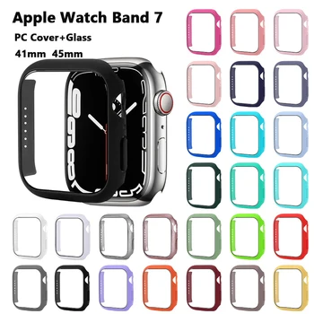 Sticla+Capac pentru Apple Watch 7 Caz 45mm 41mm Coajă de Protecție iwatch seria 7 bara+Ecran pentru apple watch seria 7 45mm 41mm