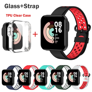 Sticla+Înlocuire Curea Sport Curea Pentru XiaoMi Mi Watch Lite Silicon Respirabil Watchbands Pentru Mi Watch Lite Ceas Ac