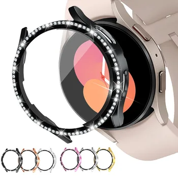 Sticlă de diamant Ceas Cover pentru Samsung Galaxy Watch 4 5 Caz 44mm 40mm Toate în Jurul valorii de Acoperire de Protecție Bare de protectie pentru Galaxy Watch 5