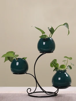 Stil Chinezesc Vaza Ceramica Set Mărar Verde Hidroponice Vaza Living Home Decor Ornamente Ceai Art Decor De Birou