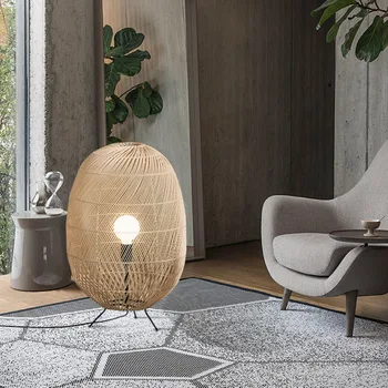 Stil Nordic Rattan Lampa de Podea cu design Modern Art corpuri de Iluminat pentru Living Dormitor Canapea Partea Ceai Camera de Hotel Led Lumini de Colț