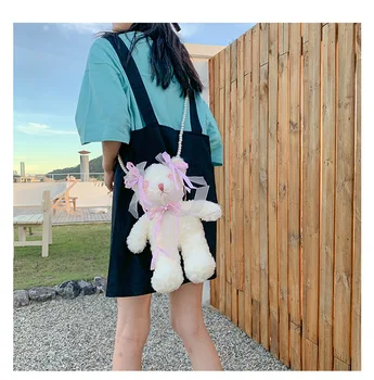 Stil japonez de Pluș Rucsac Drăguț Lolita Urs de Pluș Jucărie Animal Înclinat Geantă de Umăr Papusa pentru Fete Tineret Cadouri