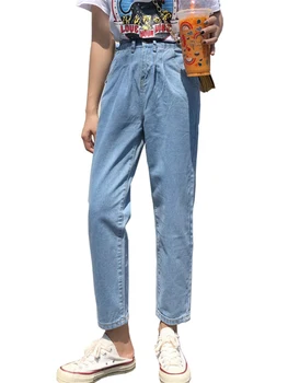 Streetwear Stil Coreean Blugi Pentru Femei De Moda De Mare Waisted Blugi Denim Harajuku Pantaloni Blugi Slim Pantaloni Femei Pantaloni