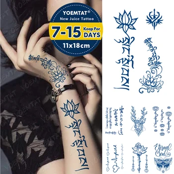 Suc De Cerneală Tatuaje Body Art Durată Impermeabil Tatuaj Temporar Autocolant Sanscrită Lotus Tatuaj Braț Fals Text Tatuaj Femei Bărbați