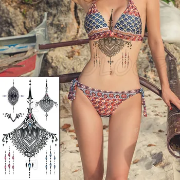 Tatuaj temporar Autocolant Mandala Diamant Colier de Flori Piept Sexy Înapoi Fals Impermeabil Tatuaj Flash Tatuaj de Arta pentru Femeie Fata