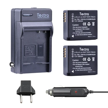 Tectra (2PACK)DMW-BLG10/DMW-BLE9 BATERIE + Incarcator Digital pentru Panasonic DMC-GF6 GX7 GX80 GX85 GX7 Mark II,DMC-LX100 D-Lux
