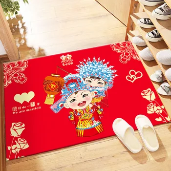 Tema De Craciun Podea Mat Acasă Intrarea Stil Chinezesc Preș De Anul Nou Festiv Decor Covoare Dormitor Baie Lavabil Covorul Roșu