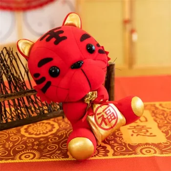 Tiger Jucării 2022 Anul Nou Chinezesc Zodiac Animal Umplute Tigru Mascota Papusa Noroc Ornamente Copii Cadouri