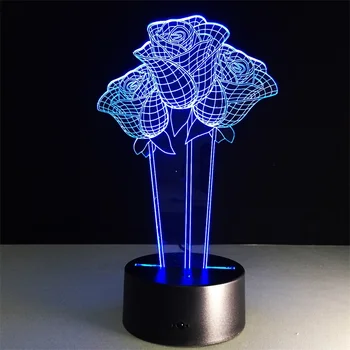 Trandafiri USB Lumini de Noapte Acrilice LED 3D Vizuale Lumina Creativ Desktop Lămpi Nunta Ziua Îndrăgostiților Cadou de Ziua de nastere
