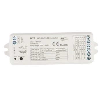 Tuya Controler cu LED-uri 5 In 1 Dimmer CCT RGB RGBW RGBWW RGBCCT Benzi de Viață Inteligentă Wifi 2.4 G RF Telecomanda 12-24V WT5