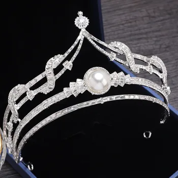 UODCM Baroc Nou de Lux Cristal Pearl Coroana de Mireasă Diademe de Argint de Culoare Diadema Diademe pentru Femei, Mireasa, Nunta Accesorii de Par