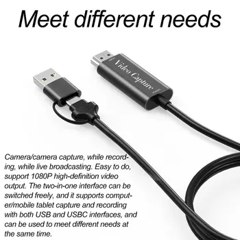 USB-USB-C La HDMI compatibil cu Card de Captura Video Video Audio Converter TV, DVD, VHS Audio Capture Card Adaptor TV Video DVR