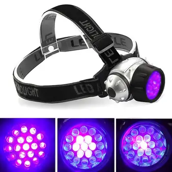 UV Violet LED Far 395nm UV, Impermeabil Faruri Ultraviolete Lanterna Baterii 3AAA Vanatoare Camping Lanterna de Cap Lumina Lămpii