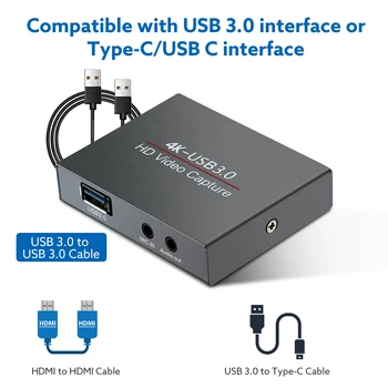 UeeVii HDMI placa de Captura USB 3.0 4K Audio Card de Captura Video Loop-Out 1080P 60FPS Live Stream de Captare pentru Nintendo Comutator Xbox