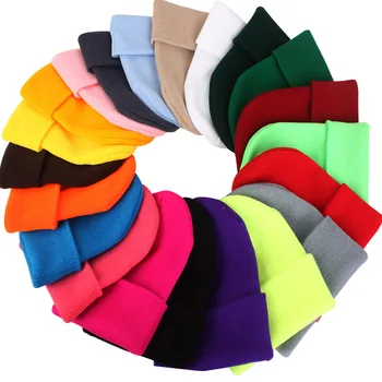 Unisex Pălărie Moale De Culoare Solidă Bumbac Stretch Amestecuri De Pălării Tricotate Femei Cald Iarna Capace Casual Hip Hop Chelioși Căciuli Pentru Bărbați