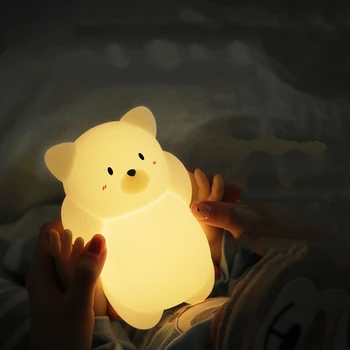 Ursul de Siliciu Noapte Lampă de Încărcare USB Culoare Schimbare LED-Uri Minunat de Cald pentru Dormitor Hrănire Copil de Îngrijire a Ochilor Noptiera Camera Copiilor