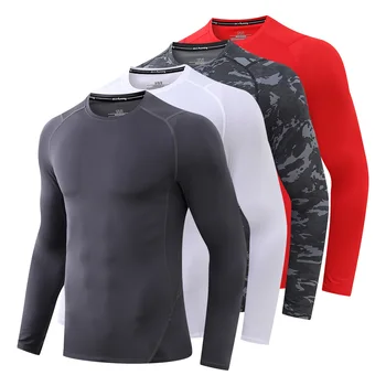 Uscare rapidă Maneca Lunga T-Shirt de Compresie de Fitness Cămașă de Formare de Baschet, Tricouri pentru Bărbați T-Shirt de Funcționare Sport Strans Tricou