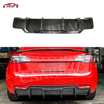 Uscat Fibra de Carbon Bara Spate Buza Difuzor FRP Negru Lucios Bara de protecție Acoperă Protector Rechin V Stil Pentru Tesla Model 3 2018-2020