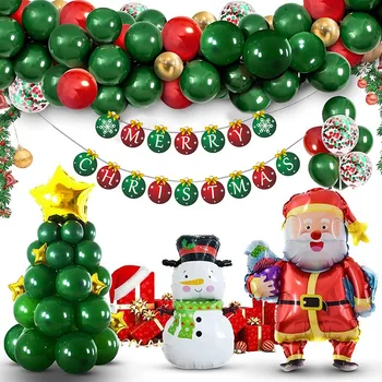 Verde Crăciun Fericit Arc Cununa Kit DIY de Crăciun Balon Roșu Set Mos craciun om de Zapada Balon de Folie de Anul Nou Decoratiuni