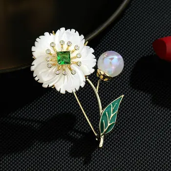 Vintage Broșe pentru Femei 2022 Trendy Chinoiserie Bijuterii Elegante Plante de Flori Brosa Scoici Ace de Rever pentru Barbati Cadou